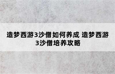 造梦西游3沙僧如何养成 造梦西游3沙僧培养攻略